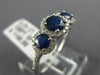 ESTATE 1.55CT DIAMOND & AAA SAPPHIRE 14K WHITE GOLD THREE STONE ANNIVERSARY RING