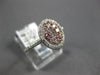 ESTATE .37CT WHITE & PINK DIAMOND 14K WHITE GOLD 3D CLUSTER OVAL FRIENDSHIP RING