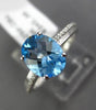 ESTATE 2.57CT DIAMOND & AAA BLUE TOPAZ 14KT WHITE GOLD 3D OVAL ENGAGEMENT RING