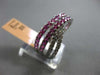 ESTATE 1.31CT DIAMOND & PINK SAPPHIRE 14KT WHITE GOLD MULTI ROW CRISS CROSS RING