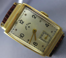 ANTIQUE LORD ELGIN 14KT YELLOW GOLD 3D CLASSIC MENS RECTANGLULAR WATCH #2488
