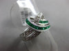 ESTATE WIDE .91CT DIAMOND & AAA EMERALD 18KT WHITE GOLD 3D LOVE KNOT FUN RING