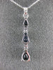ESTATE 1.64CT DIAMOND & AAA SAPPHIRE 14KT WHITE GOLD THREE STONE JOURNEY PENDANT