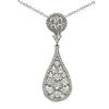 ESTATE LARGE .70CT DIAMOND 18KT WHITE GOLD CLUSTER TEAR DROP PEAR SHAPE PENDANT