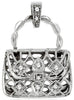 ESTATE .15CT DIAMOND 14KT WHITE GOLD CLASSIC FILIGREE PURSE FUN FLOATING PENDANT