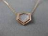 ESTATE .10CT DIAMOND 14KT ROSE GOLD 3D HEXAGON PAVE CLASSIC LUCKY LOVE NECKLACE