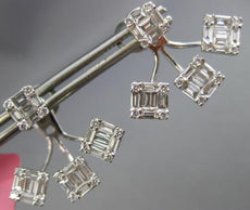 ESTATE LARGE .39CT DIAMOND 18K WHITE GOLD FLOWER FOUR STONE STUD JACKET EARRINGS