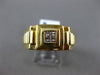 ESTATE WIDE .20CT DIAMOND 14KT YELLOW GOLD 3D INVISIBLE PYRAMID MENS GYPSY RING