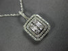 ESTATE .42CT ROUND & BAGUETTE DIAMOND 14KT WHITE GOLD 3D SQUARE CLUSTER PENDANT