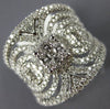 ESTATE LARGE 1.25CT DIAMOND 14K WHITE GOLD FLOWER OPEN FILIGREE ANNIVERSARY RING