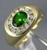 ESTATE 1.25CT DIAMOND & AAA GREEN GARNET 14KT YELLOW GOLD OVAL CLASSIC MENS RING
