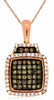 .50CT WHITE & CHOCOLATE FANCY DIAMOND 14KT ROSE GOLD 3D SQUARE HALO FUN PENDANT