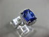 ESTATE LARGE 4.03CT DIAMOND & AAA TANZANITE 14KT WHITE GOLD HALO ENGAGEMENT RING
