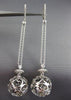 ESTATE LONG .32CT DIAMOND 14KT WHITE GOLD 3D FILIGREE HANGING LEVERBACK EARRINGS