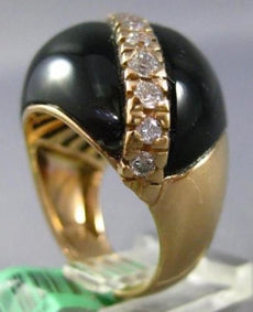 ESTATE EXTRA LARGE .90CT DIAMOND & AAA ONYX 18K ROSE GOLD 3D DIAGNONAL DOME RING