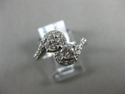 ESTATE .69CT DIAMOND 14KT WHITE GOLD 3D TWO STONE INFINITY PROMISE LOVE RING