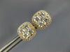ESTATE LARGE 1.18CT DIAMOND 18K YELLOW GOLD 3D CLUSTER SQUARE HALO STUD EARRINGS