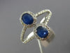 ESTATE WIDE 1.24CT DIAMOND & AAA SAPPHIRE 14K WHITE GOLD FLOWER ANNIVERSARY RING