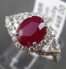 ANTIQUE 2.65CT DIAMOND & RUBY 18KT WHITE GOLD 3D FILIGREE HALO ENGAGEMENT RING