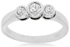 ESTATE .25CT DIAMOND 14KT WHITE GOLD THREE STONE BEZEL WEDDING ANNIVERSARY RING