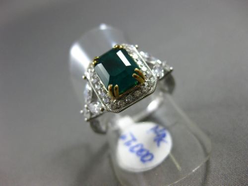 ESTATE 2.67CT DIAMOND & AAA EMERALD 14KT WHITE & YELLOW GOLD 3D ENGAGEMENT RING