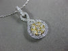 ESTATE .60CT WHITE & FANCY YELLOW DIAMOND 14K TWO TONE GOLD 3D TEAR DROP PENDANT