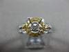 WIDE .6CT WHITE & FANCY YELLOW DIAMOND 18K 2TONE GOLD SEMI MOUNT ENGAGEMENT RING