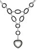 ESTATE 1.58CT WHITE & BLACK DIAMOND 14KT WHITE GOLD LARIAT DOUBLE HEART NECKLACE