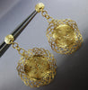 ESTATE LARGE 14KT YELLOW GOLD 3D FLOWER FILIGREE LOVE HANGING EARRINGS #21557
