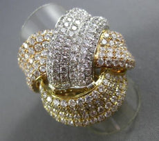 ESTATE MASSIVE 6.67CT DIAMOND 18KT TRI COLOR GOLD 3D PAVE LOVE KNOT FUN RING