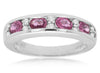 ESTATE 1.16CT DIAMOND & AAA PINK SAPPHIRE 14KT WHITE GOLD OVAL ANNIVERSARY RING