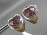 LARGE 15.01CT WHITE & FANCY YELLOW DIAMOND & QUARTZ 14KT WHITE GOLD 3D EARRINGS