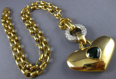 ANTIQUE 4.25CT DIAMOND & AAA TOURMALINE 18K TWO TONE GOLD HEART NECKLACE #1985