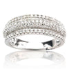 ESTATE .82CT DIAMOND 18KT WHITE GOLD 3D MULTI ROW PAVE WEDDING ANNIVERSARY RING