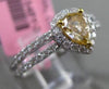 ESTATE .89CT WHITE & FANCY YELLOW DIAMOND 18KT GOLD 3D PEAR HALO ENGAGEMENT RING