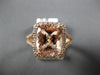 ESTATE LARGE 5.10CT DIAMOND & AAA MORGANITE 14KT ROSE GOLD HALO ENGAGEMENT RING