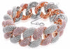 WIDE 21.8CT WHITE & PINK DIAMOND 18K ROSE & WHITE GOLD LOVE KNOT TENNIS BRACELET