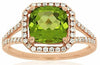 ESTATE 2.55CT DIAMOND & AAA PERIDOT 14KT ROSE GOLD CUSHION OCTAGON HALO FUN RING