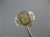 ESTATE .78 WHITE & FANCY YELLOW DIAMOND 14K 2 TONE GOLD RECTANGULAR CLUSTER RING