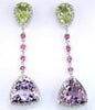 11.82CT DIAMOND & AAA MULTI GEM 14KT WHITE GOLD TRILLION ETOILE HANGING EARRINGS