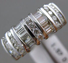 ESTATE WIDE 1.57CT ROUND & BAGUETTE DIAMOND 18KT WHITE GOLD 3D ANNIVERSARY RING
