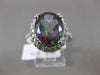 ESTATE LARGE 6.37CT DIAMOND & AAA MYSTIC TOPAZ 14KT WHITE GOLD 3D OVAL HALO RING