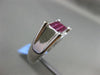 ESTATE WIDE 1.88CT DIAMOND & AAA RUBY 18KT WHITE GOLD ETOILE RECTANGLE MENS RING