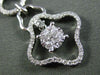 ESTATE .47CT DIAMOND 18K WHITE GOLD 3D CLUSTER 4 LEAF ELONGATED FLOATING PENDANT