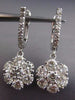 ESTATE 2.45CT DIAMOND 14KT WHITE GOLD 3D FLOWER CLUSTER HUGGIE HANGING EARRINGS