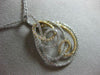 ESTATE LARGE 1.37CT DIAMOND 18KT 2 TONE GOLD TEAR DROP INTERTWINING FUN PENDANT