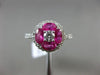 ESTATE 1.64CT DIAMOND & PINK SAPPHIRE 18KT WHITE GOLD FLOWER SOLITAIRE LOVE RING