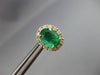 ESTATE 2.12CT DIAMOND & AAA EMERALD 14KT YELLOW GOLD 3D OVAL HALO STUD EARRINGS