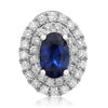 ESTATE LARGE 1.42CT DIAMOND & AAA SAPPHIRE 18KT WHITE GOLD 3D HALO STUD EARRINGS