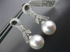 ESTATE .23CT DIAMOND & AAA SOUTH SEA PEARL 18KT WHITE GOLD BOW HANGING EARRINGS